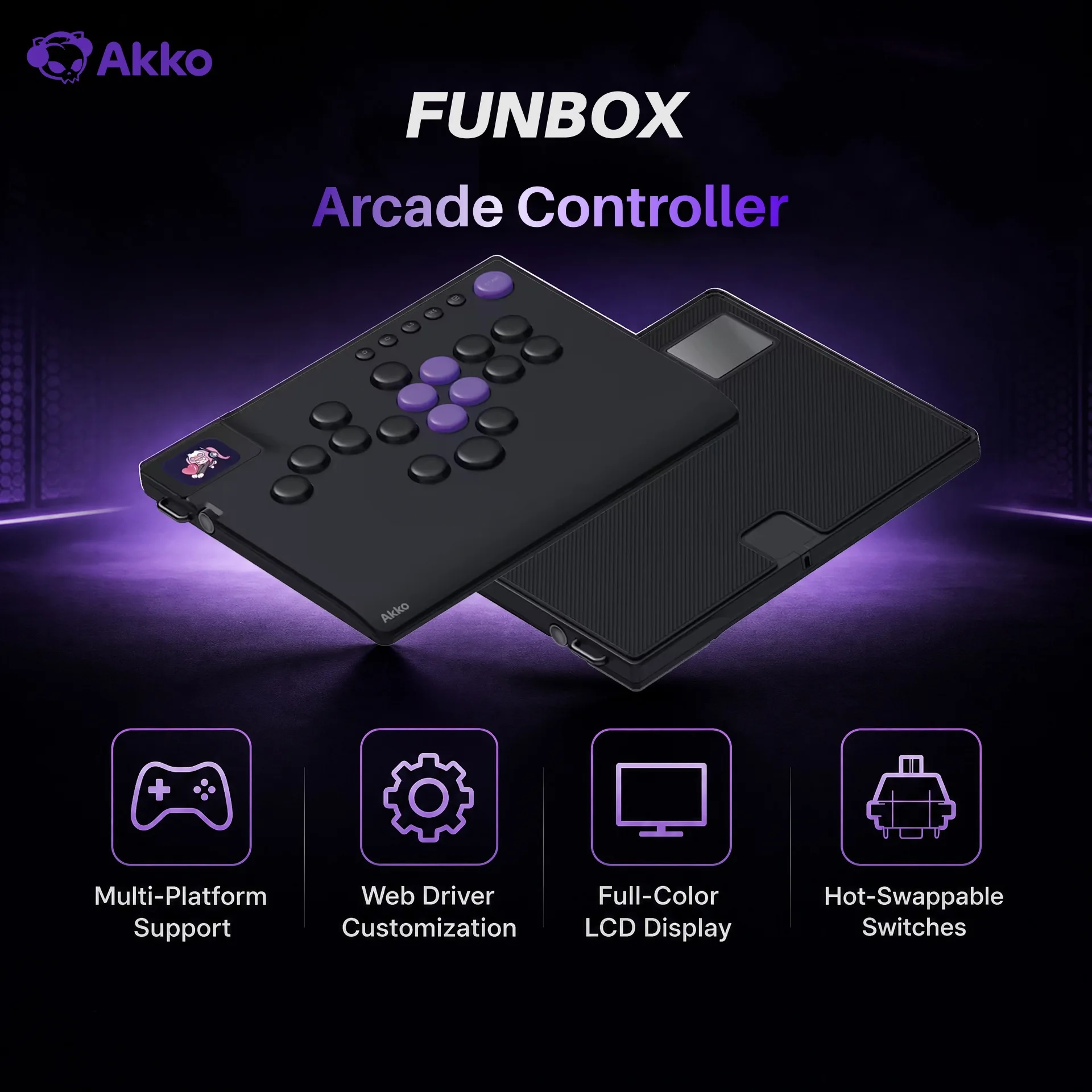Akko FUNBOX Magnetic Leverless Hitbox Controller Stickless Arcade Controller Keyboard For PC/