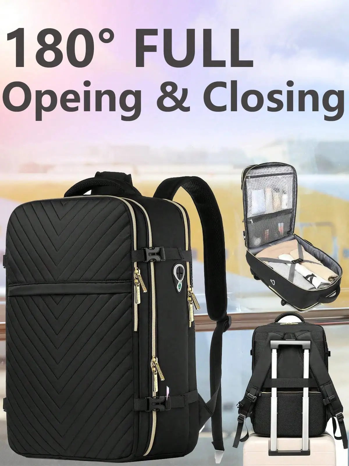 Large Carry On Travel Backpack - Flight Approved Waterproof Anti-Theft Luggage Daypack For Women