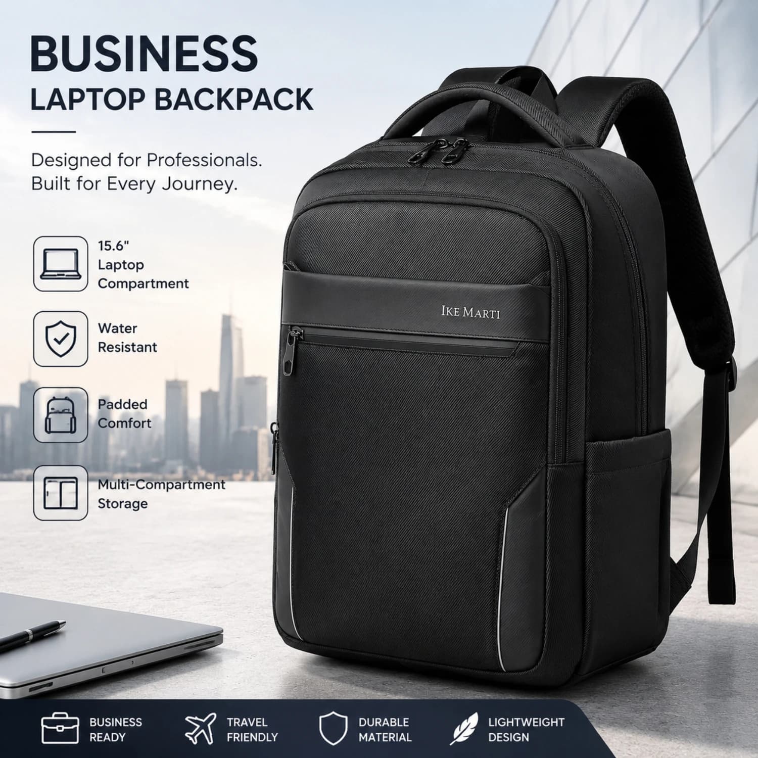 Fashion Business Men'S Backpack Durable Nylon Fabric, Ergonomic Commute Large Capacity Backpack,